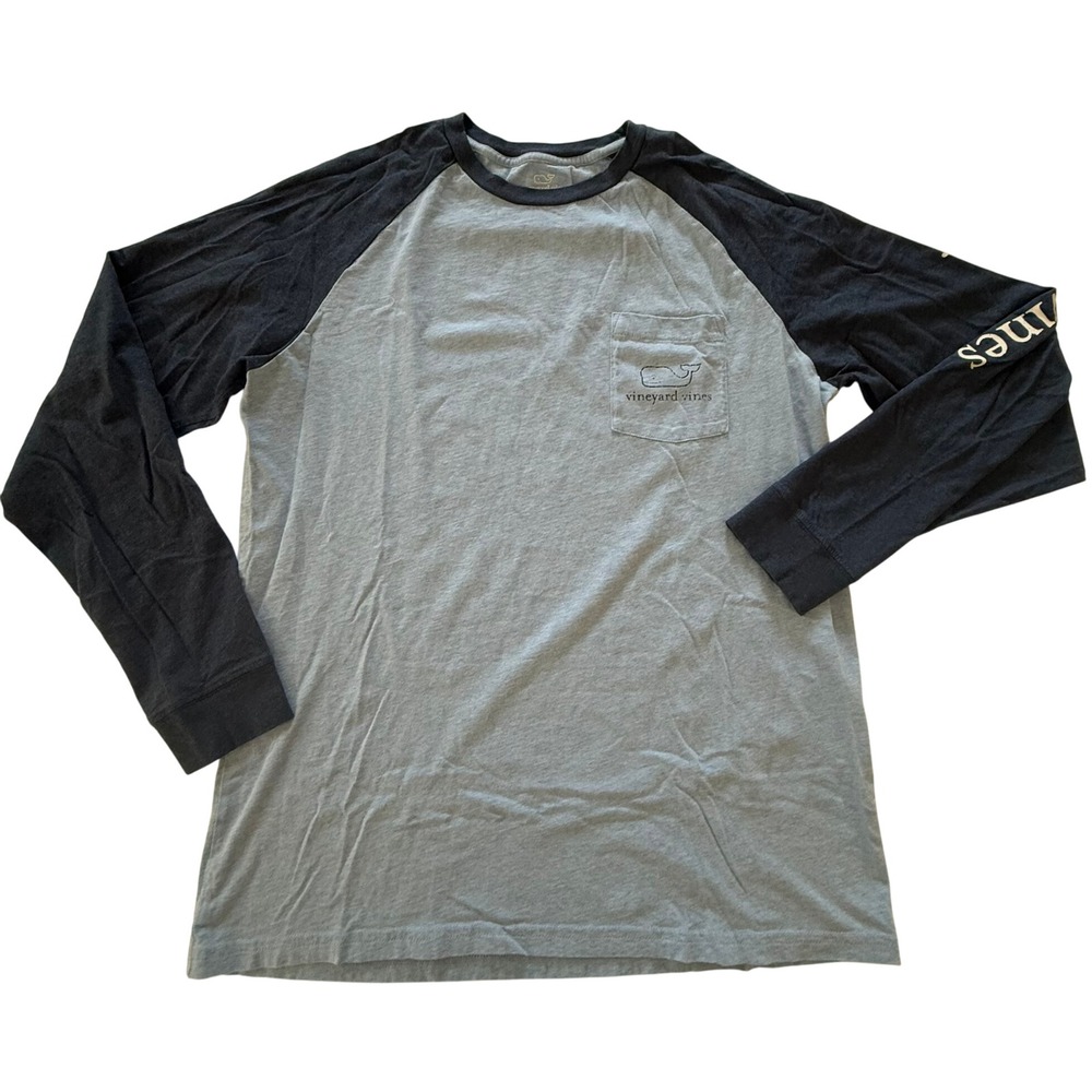 Vineyard Vines Mens Blue Whale Logo Long‎ Sleeve Raglan T-Shirt
